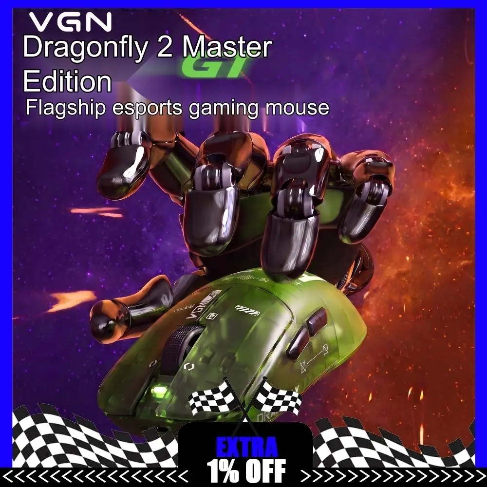 VGN Dragonfly F2 GT Mouse Tri‑Mode Wireless Mouse Lightweight Ergonomic Tri-Mode for PC Laptop Competitive Esports Gaming Office