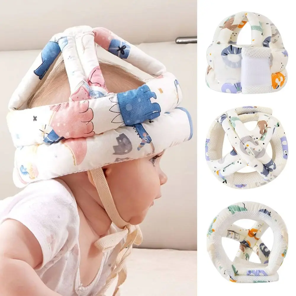 

5-36M Comfortable Learn To Walk Baby Safety Helmet Soft Adjustable Head Protection Hat Head Security Cartoon Crash Cap Toddler
