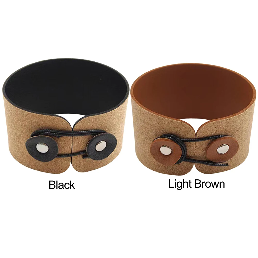 Capa protetora de mão para copo de café, couro pu de cortiça, capa isolada ajustável, reutilizável para café, chá, bebidas quentes e frias