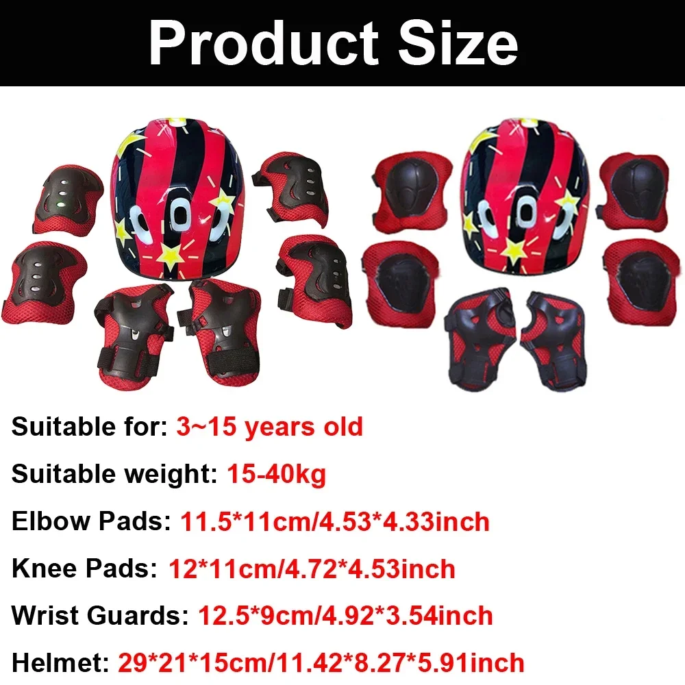 Adjustable Kids Helmet and Knee Pads Elbow Pads Wrist Guards Protective Gear Set for 3~15yrs Bike Roller Skating Cycling Scooter