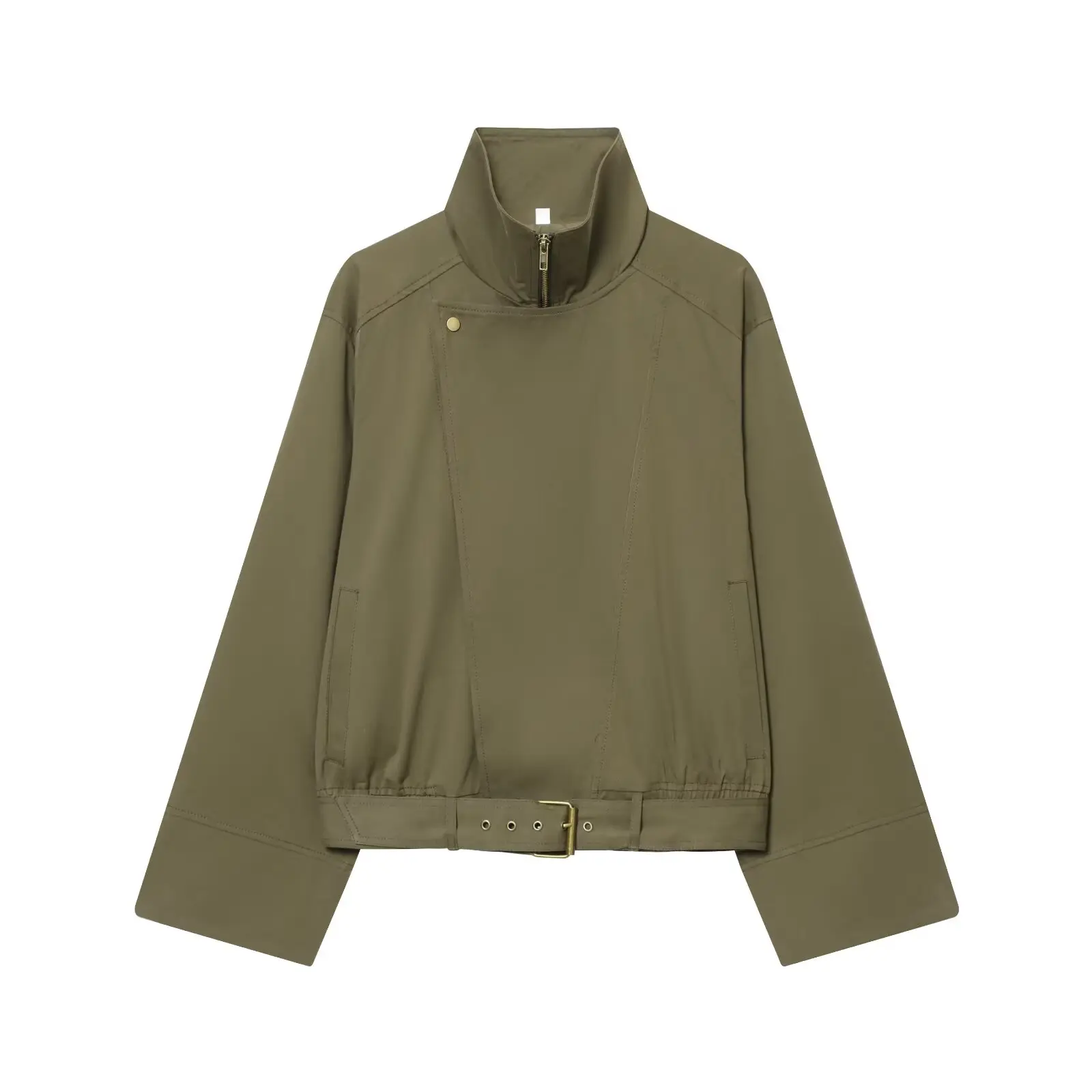 

2025 Belted Short-Length High-Neck Trench Coat Elegant, Fashionable, New Style, Comfortable Office Wear, Casual, Versatile, Vint