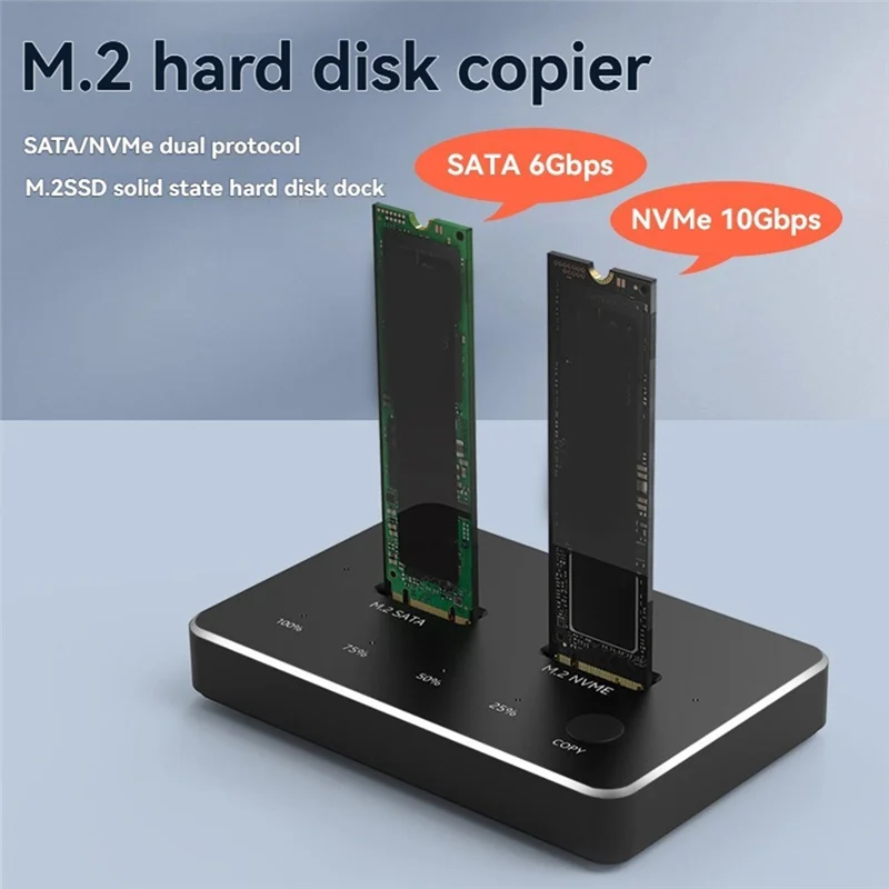 GW-M.2 SATA/Nvme Dual-Bay Festplatte Dockingstation Klon Offline Klon M.2 SSD Duplikator Datenübertragung USB3.1 US-Stecker
