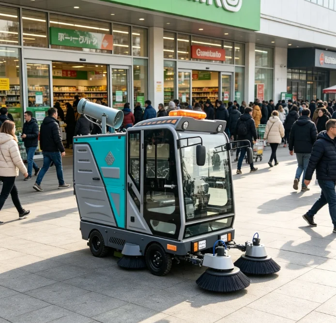 Fully Enclosed Driving Floor Sweeper Ride-On Street Sweeper Machine with Glass Cabin and Wiper for Commercial Warehouse Floor