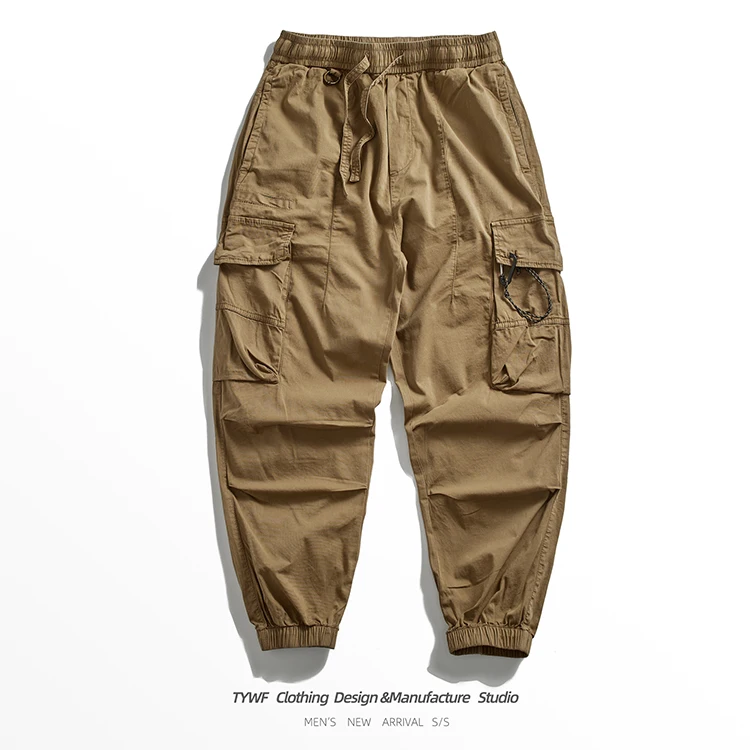 

Summer Thin Casual Work Pants Men's Cuffed Patchwork American Sle Loose Fit Youth Faion Urban Multi-Functional Trousers