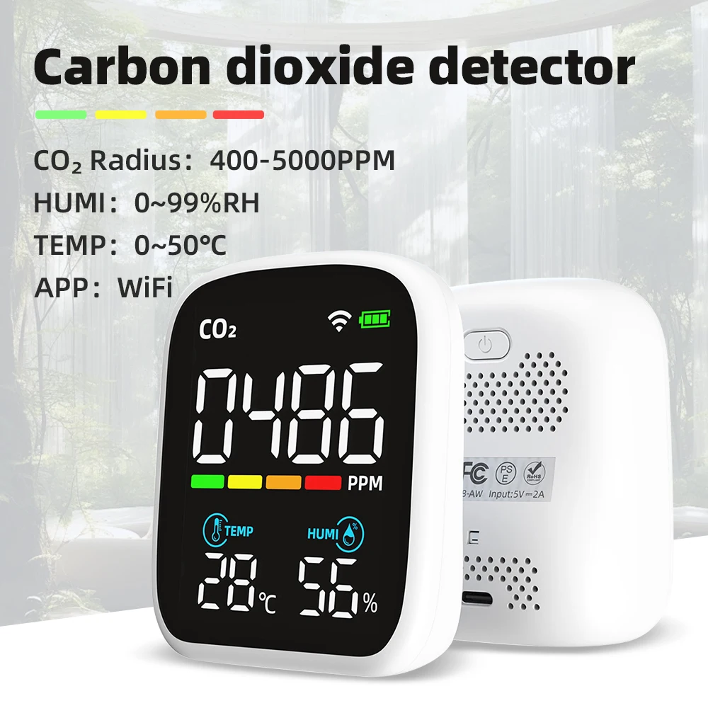 Portable LCD Air Quality Meter 3 in 1/8 in1 WiFi PM1.0 PM2.5 PM10 CO2 TVOC HCHO Temperature and Humidity Tester with Voice Alarm