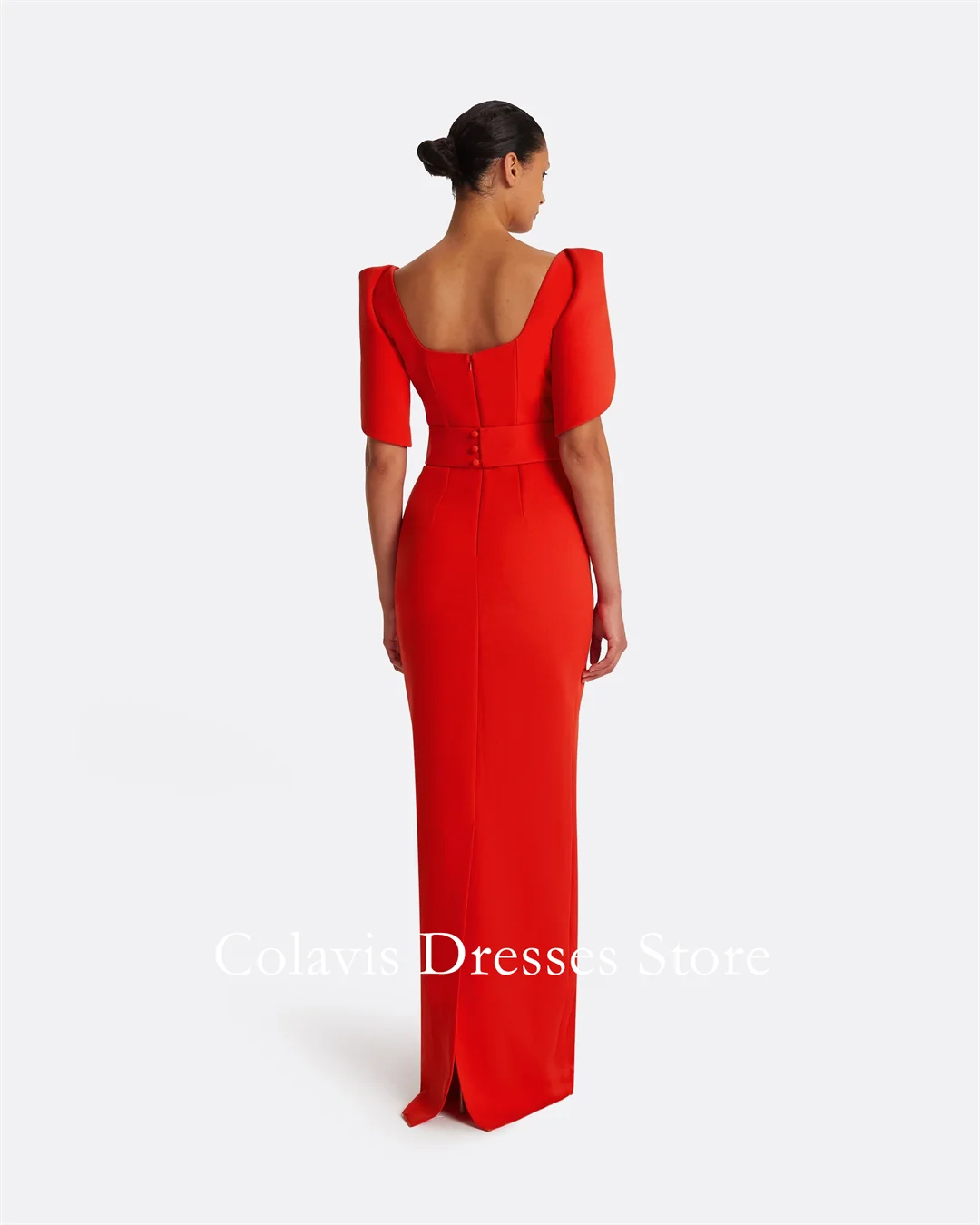 2025 Vestidos de fiesta de talla grande de crepé de sirena roja con cuello cuadrado personalizados Vestido de noche Vestidos de noche para mujer Vestido de fiesta formal