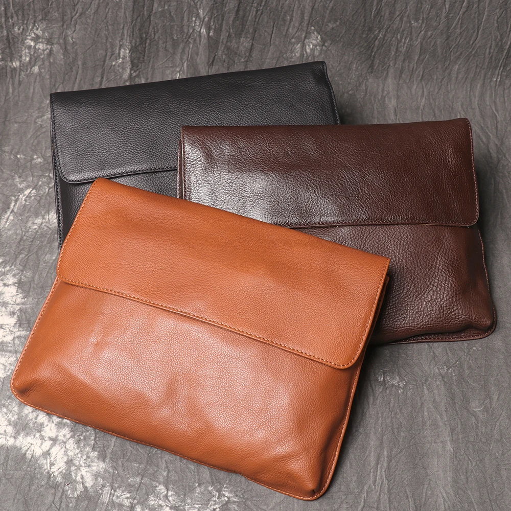 LUOKIR Vintage Echtem Leder Umhängetasche männer Mode Einfache Schulter Messenger Taschen Casual Luxury Klappe Rindsleder Kupplung Tasche – Detail 3