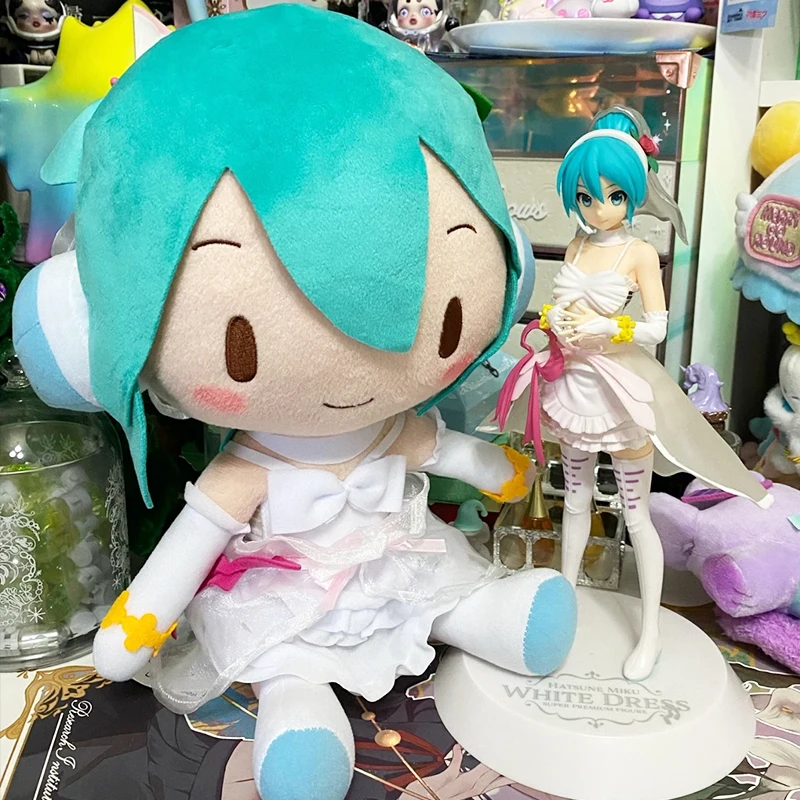 Genuine SEGA Hatsune Miku Fufu Wedding Dress Plush Doll Anime Soft Toy Collection Girlfriend Gifts 27cm