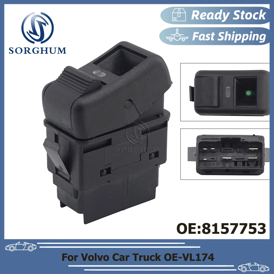 SORGHUM 8157753 1624112 Window Control Switch Button for Volvo FH FM FL NH Truck High Performance Window Lifter Control Switch