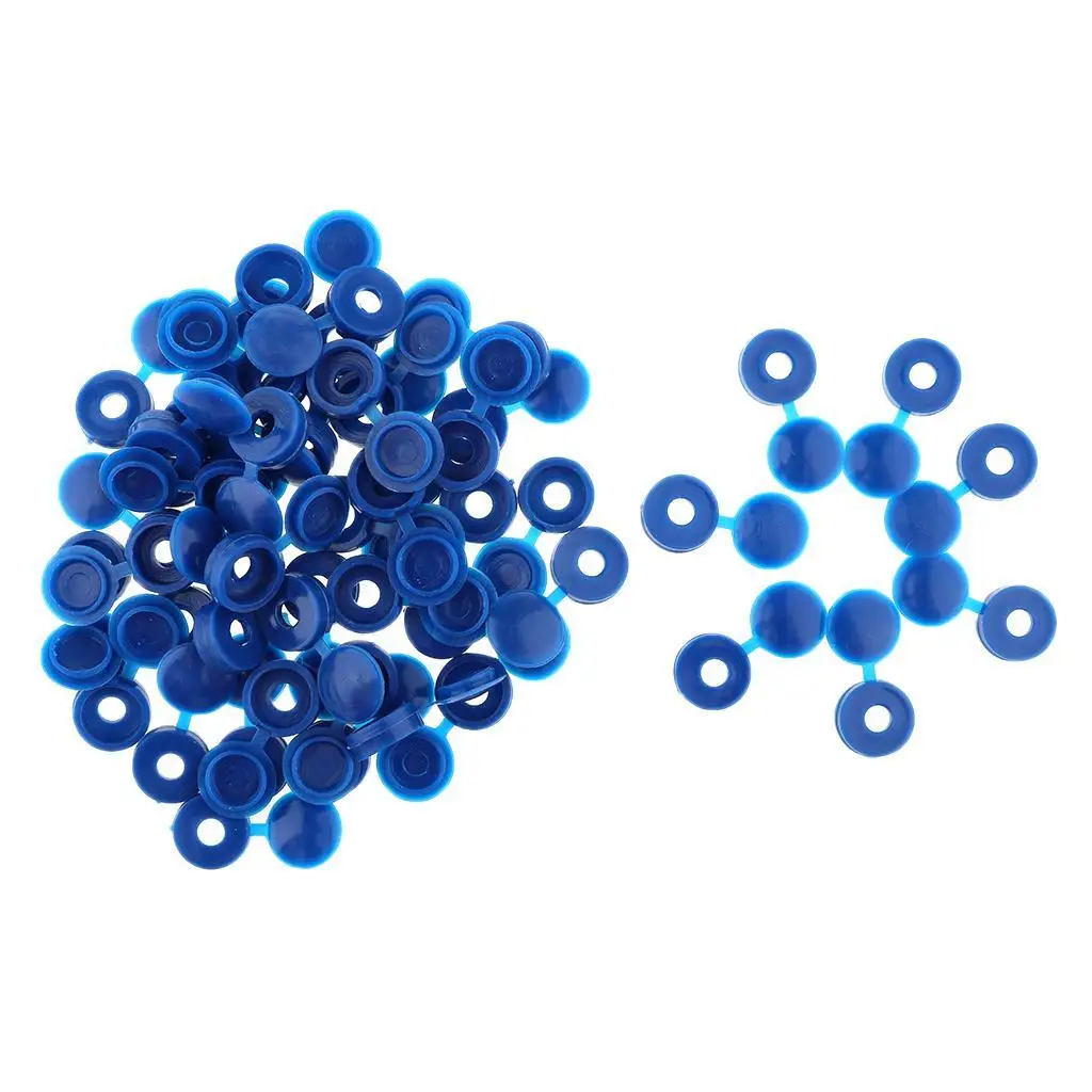 2/3/5 50pcs Furniture Decorative Cover Plastic Hinged Fold Snap Screw Caps Blue