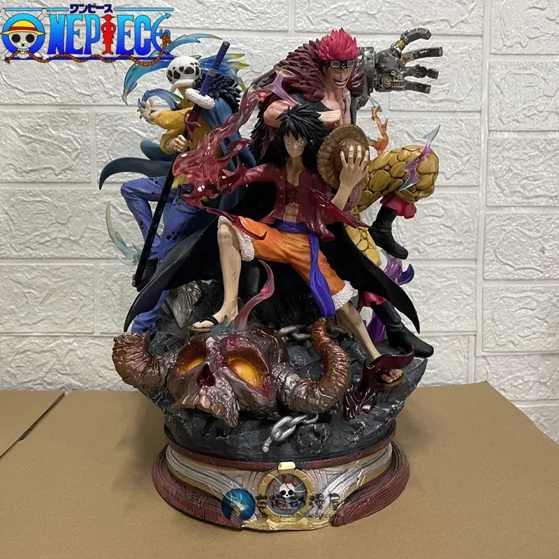 22cm One Piece Anime Figure Luffy Law Eustass Kid The Island Of Ghosts Captains Statue Pvc Action Figurine Collection Model Toy