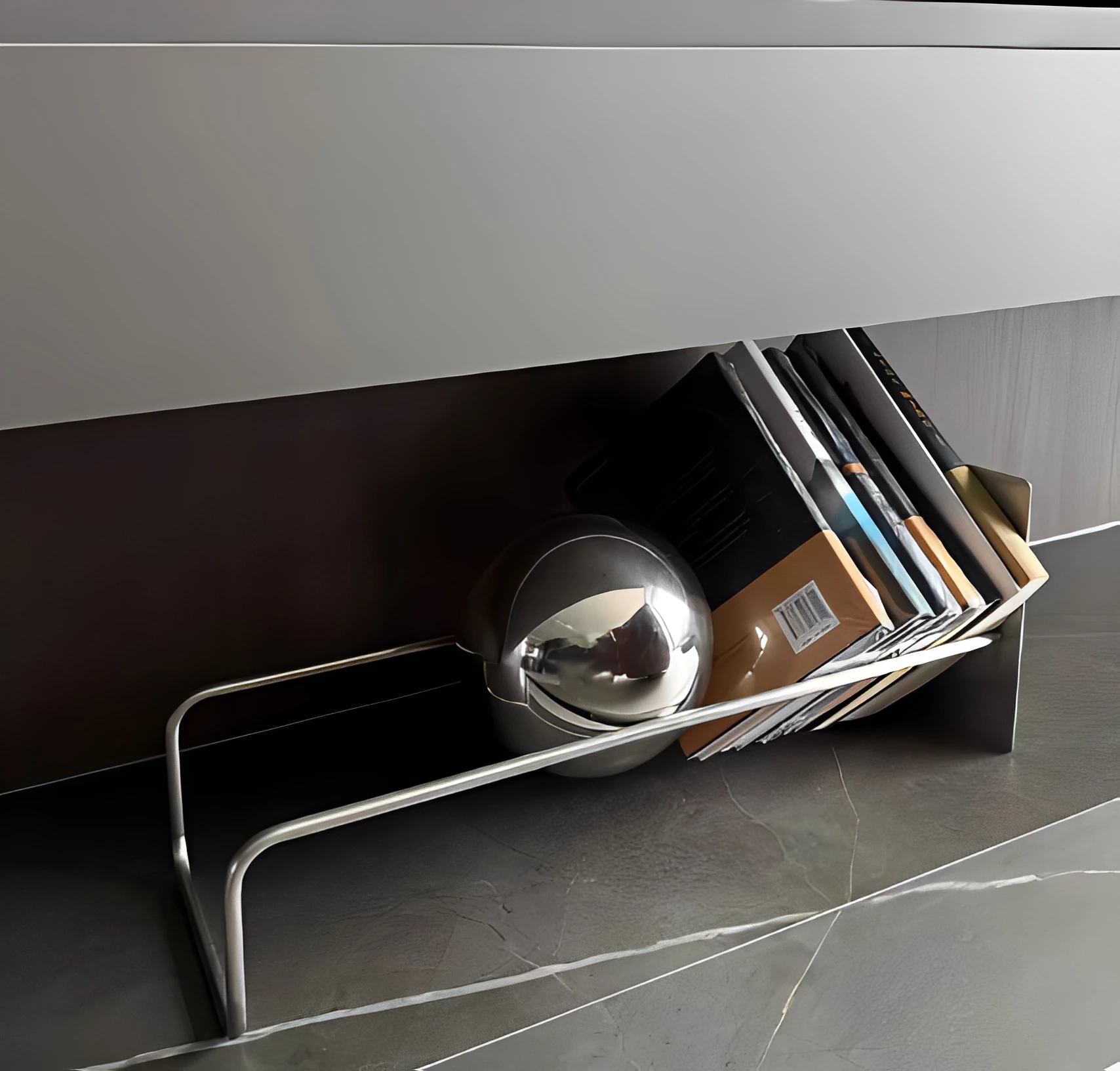 Stainless Steel Bookshelf, Space Saving Desktop Magazine Rack, Modern Newspaper Holder for Office Living Room Home Organization