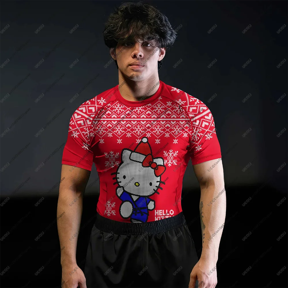 طفل فتاة بنين تي شيرت اللياقة البدنية الصالة الرياضية مرحبا كيتي جيو جيتسو القتال طفح الحرس أعلى الملاكمة أنيمي تنفس عارضة الرياضة عيد الميلاد المحملة