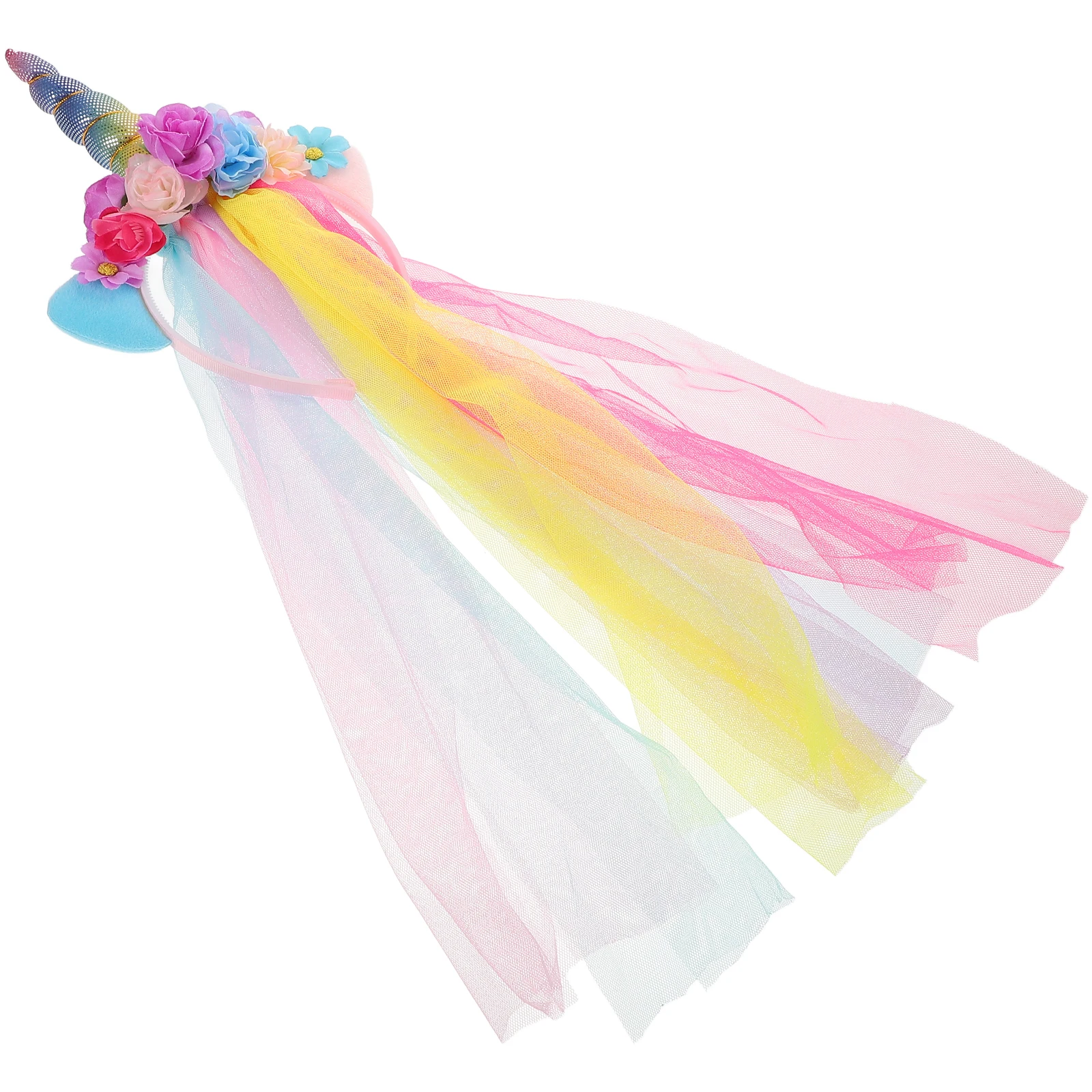 

1Pcs Unicorn Headband Tulle Glitter Ear Rainbow Horn Hair Band Kids Dance Party Unicorn Headband with Tulle Hair Band