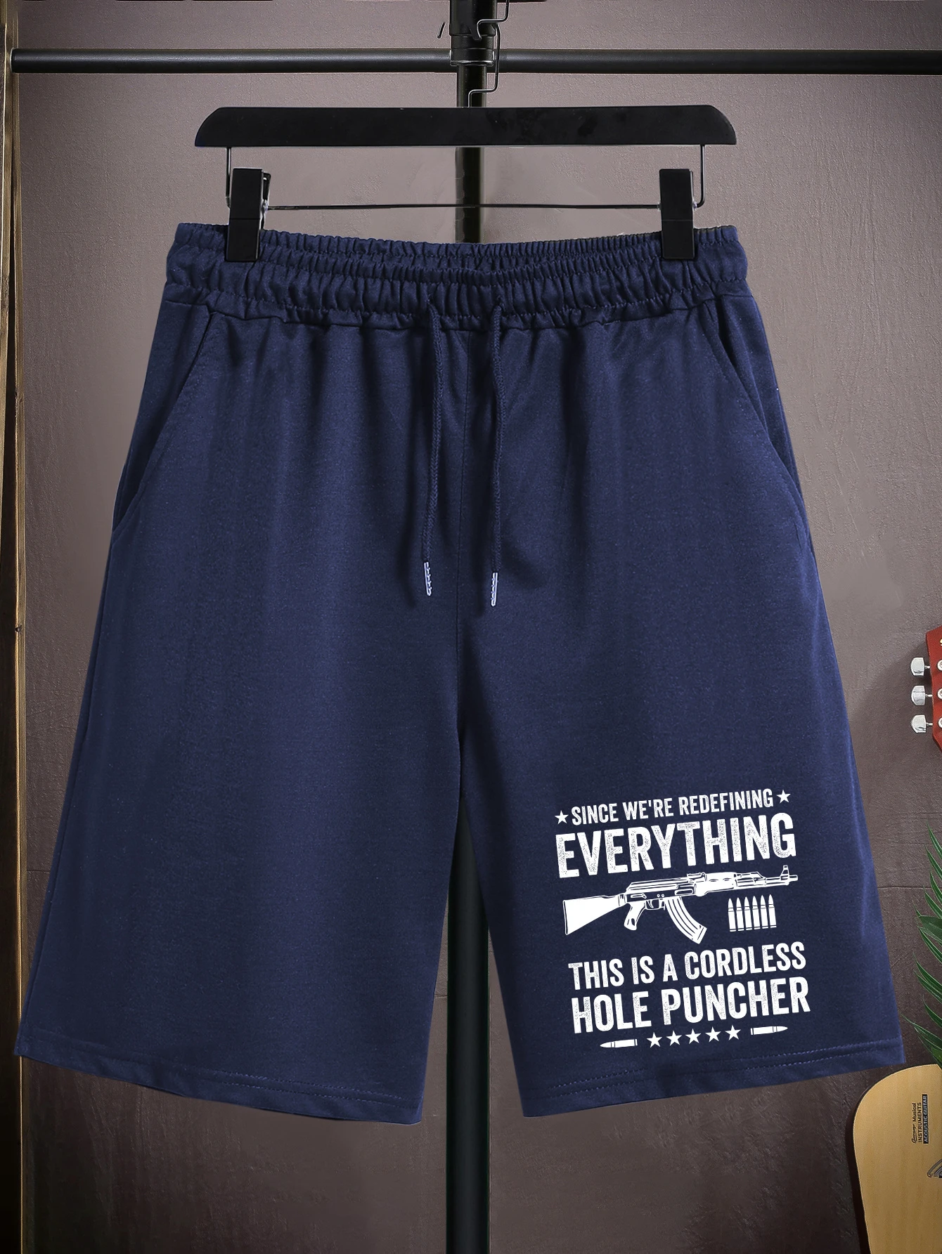 Men's Casual Drawstring Shorts with Letter Print - Breathable Polyester, Perfect for Summer Sports & Leisure