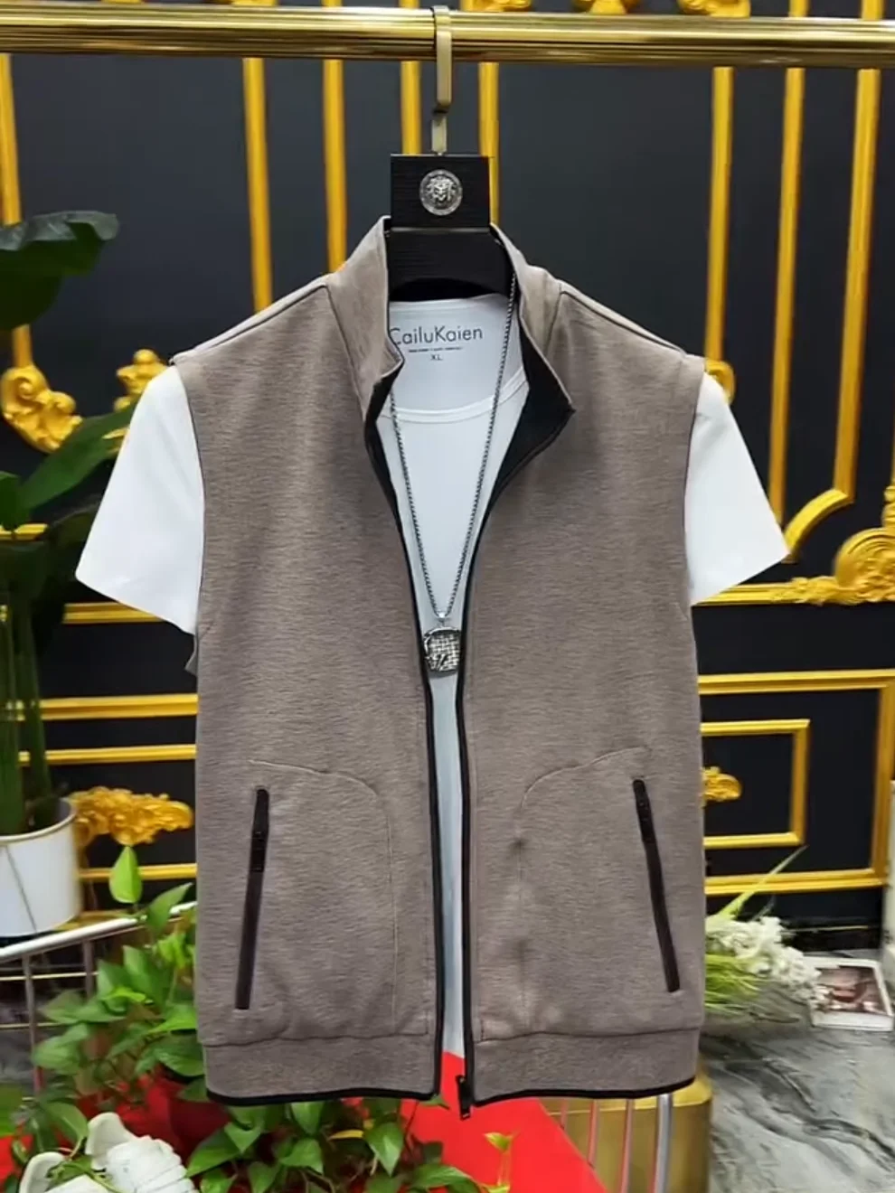 

Double-Sided Wearable Stand Collar Vest for Men Comfortable Versatile Faionable Spring Autumn New Sle Youth Stand Fit