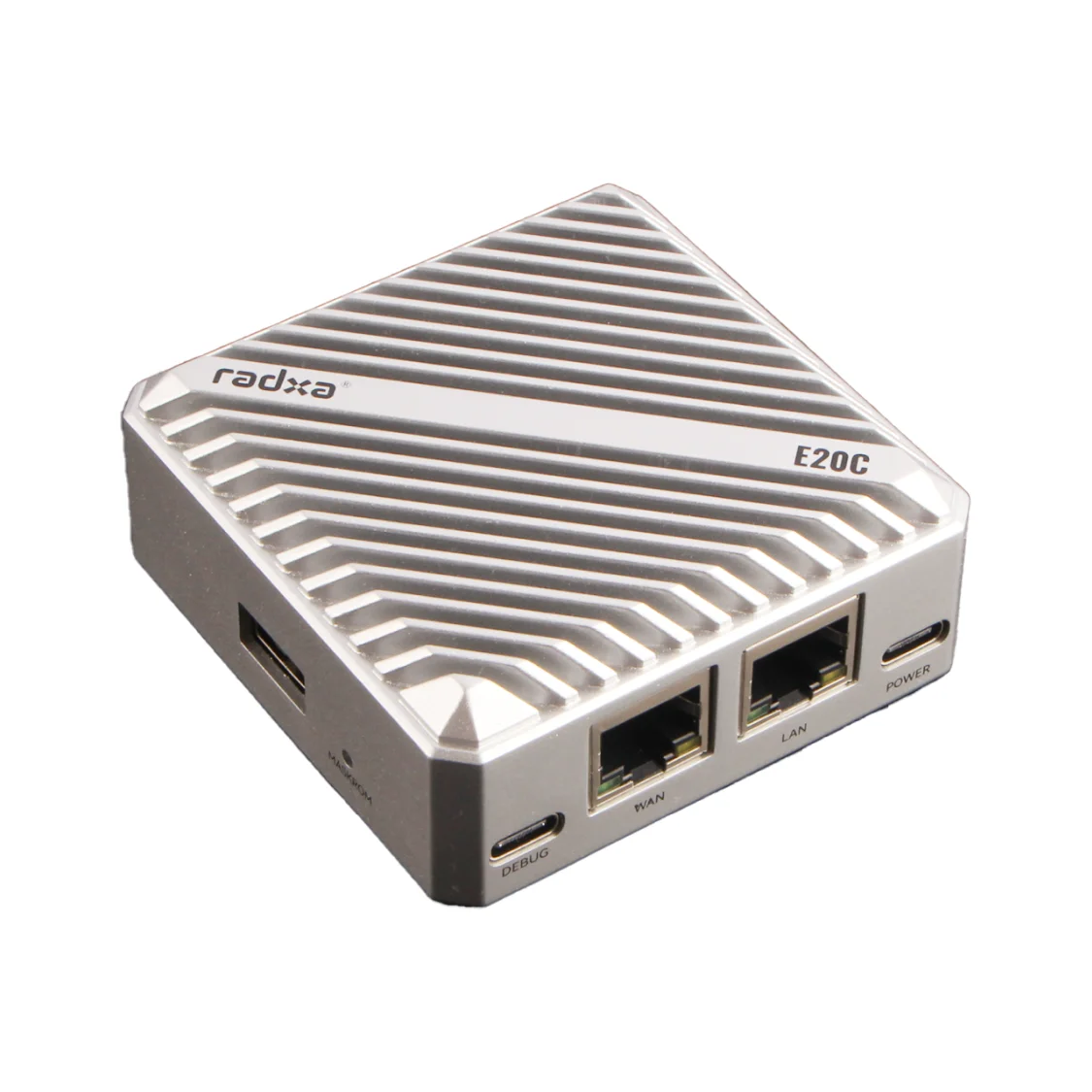 Radxa E20C, CPU 4-core, Ethernet Gigabit ganda, casing Aloi aluminium CNC, Decoding 4K