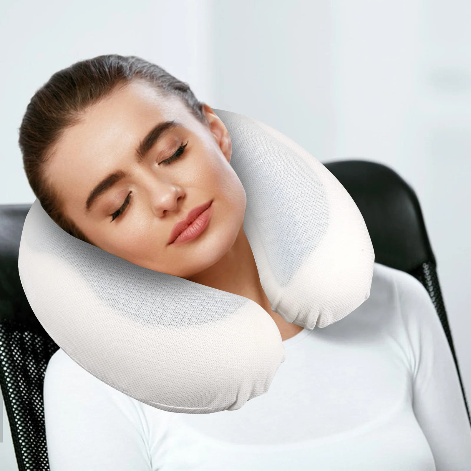 

U Shape Cooling Gel Neck Pillow White Travel Sleeping Car Office Adults Spa Support Pillows Relaxation