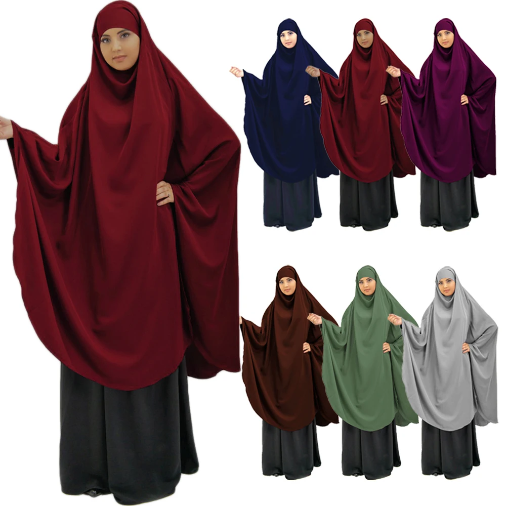 

Muslim Women Hijab Overhead Large Prayer Dress Niquab Long Scarf Khimar Islamic Robe Burka Full Cover Clothing Ramadan Arab