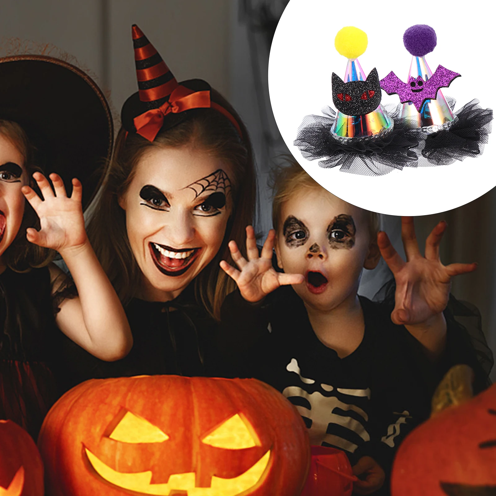 

2pcs Wizard Pointy Hat Hair Clips Cartoon Halloween Hair Accessories Lightweight Comfortable Costume Headwear Creative Hairpins