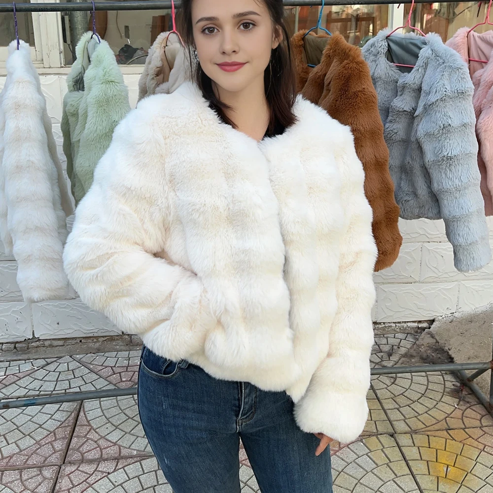 HOOOFUR Faux Fur Coat Women New Style Short Imitation Fur Plush Collarless Top Short Top 2024 Autumn and Winter Warm and Trend