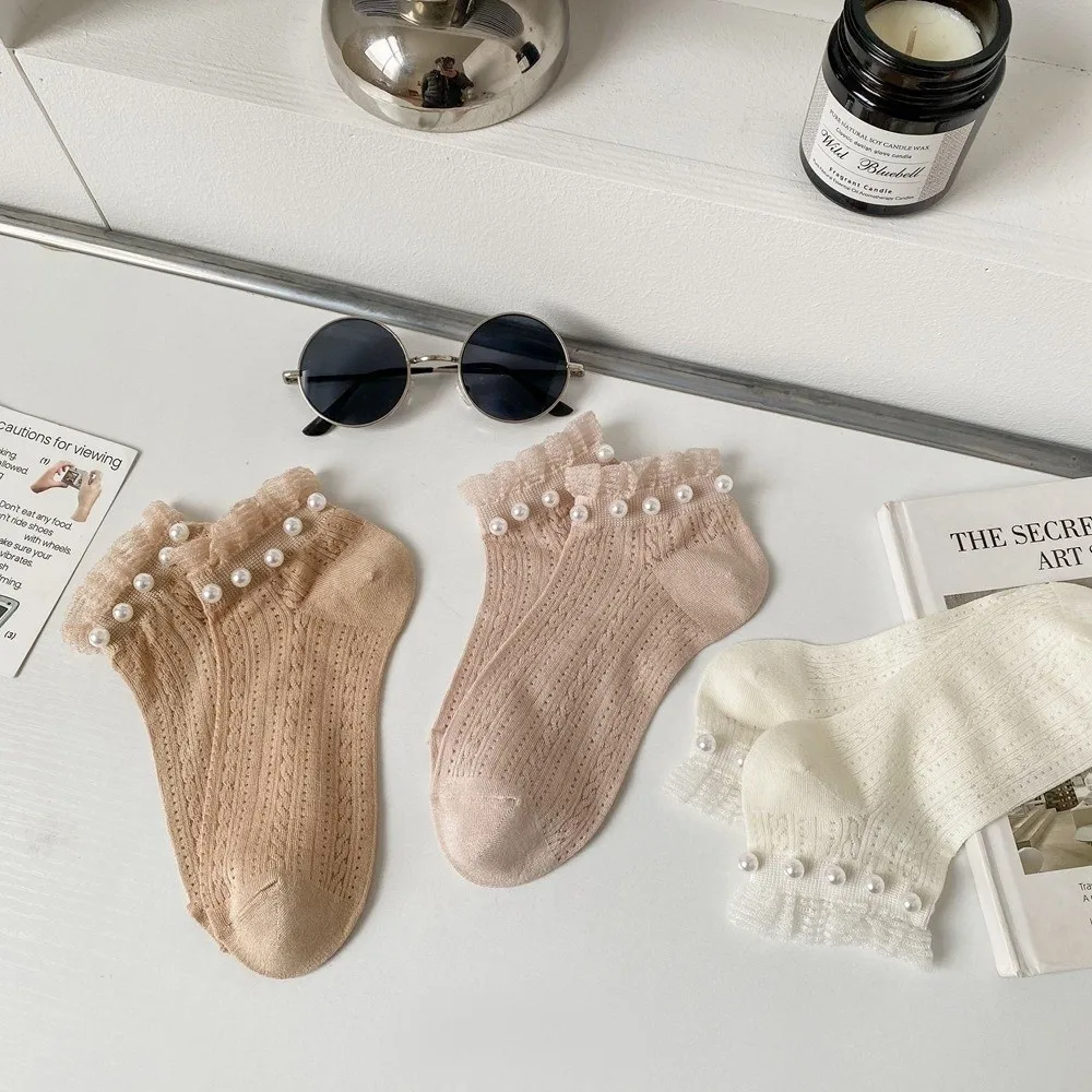 Exquisite Elastic Lace Ruffle Socks Low Tube Mesh Women Ankle Socks Preppy Style Breathable Princess Dress Socks Women Girls