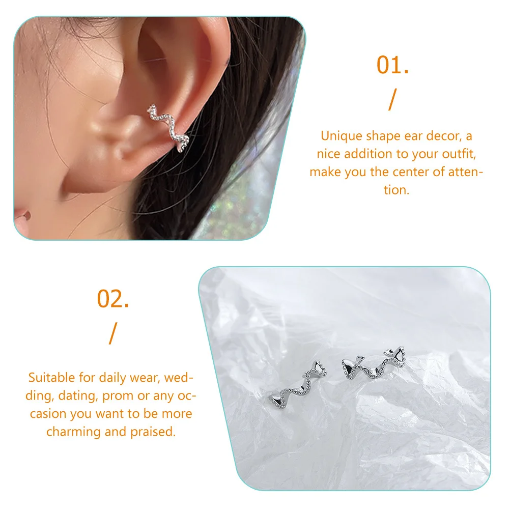 

1 Pair Wave Clips Non Piercing Elegant Cuff Earrings For Women Daily Wedding Party Wear Clip On Ear Cuffs Ear Jewelry Accessory