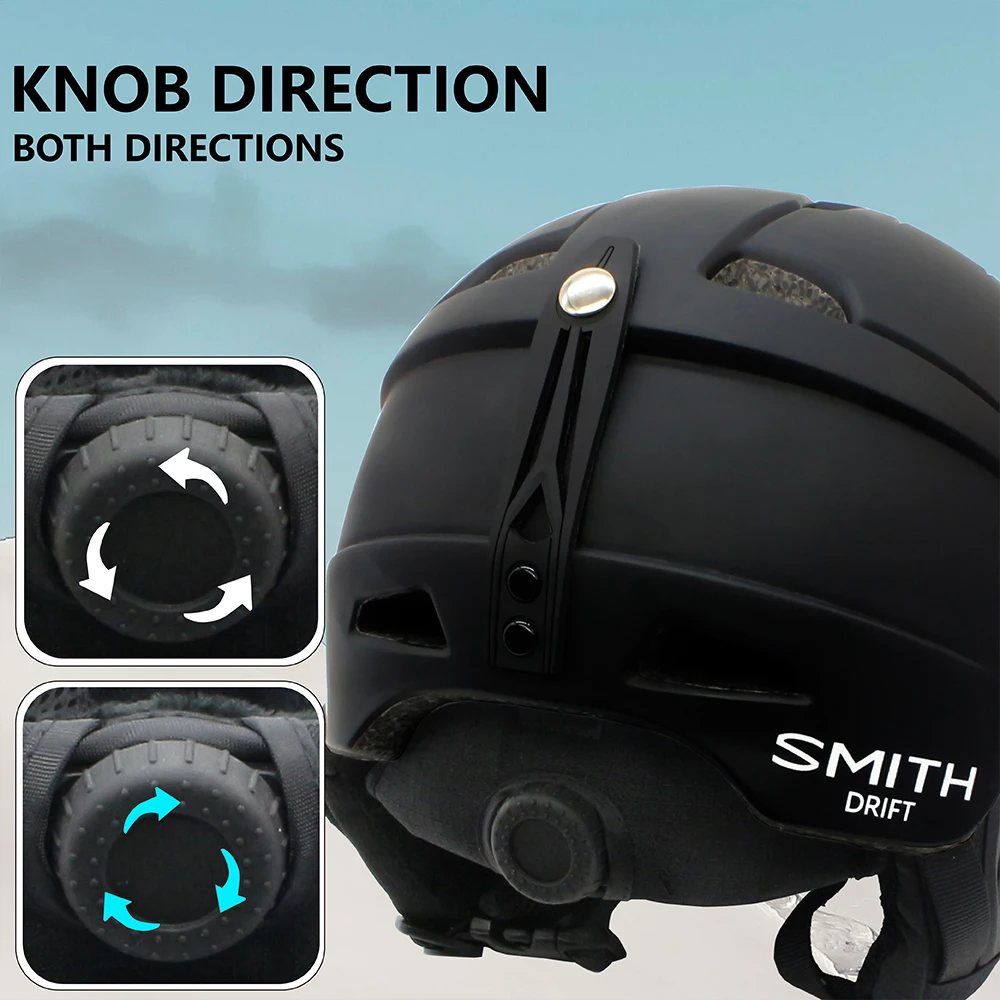 SMITH DRIFT Casco de esquí con seguridad Casco de Snowboard moldeado integralmente Motocicleta Esquí Nieve Marido Hombres Mujeres Niños Niños