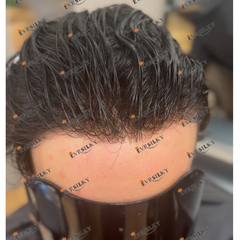 

Super Natural Hairline Wholesale Cheap 100% Human Hair Man Prosthesis Capillary System Dark Brown Full Injection 30mm Wave Hair