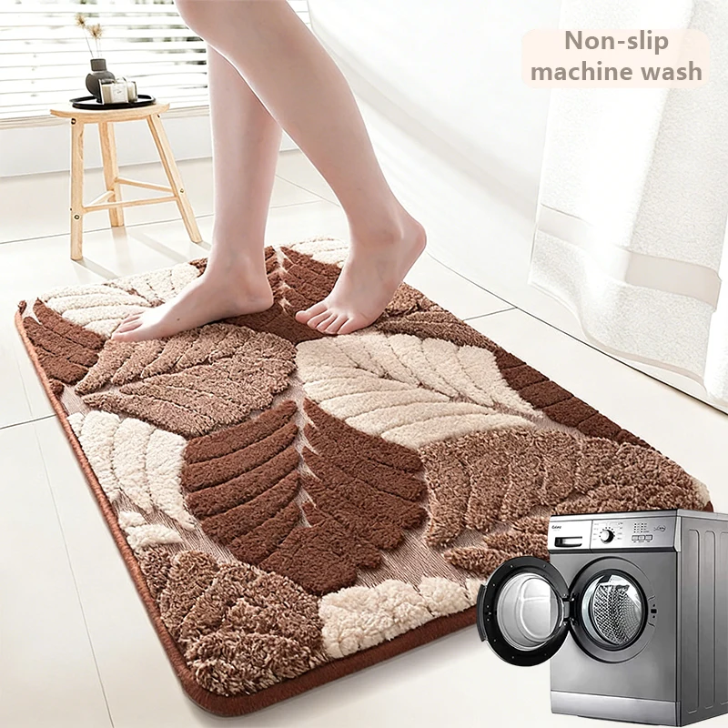 

Plush Bathroom Floor Mat with Quick Water Absorption Anti Slip Pad Slow Rebound Sponge Foot Feel Washable Bathroom Door Mat 매트