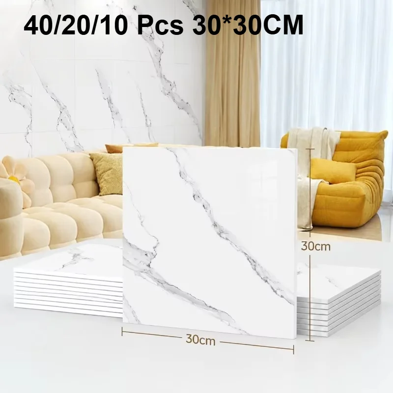 Thick Marble Peel and Stick Waterproof Wall Panels PVC Foam Wall Sticker 40/20/10 Pcs for Kitchen,Living Rooms,TV Walls Decor