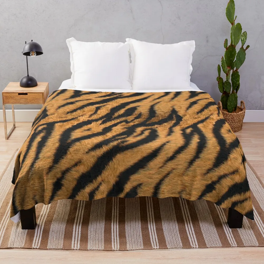 

Tiger Stripe Cover Throw Blanket Plaid on the sofa Summer Bedding Blankets