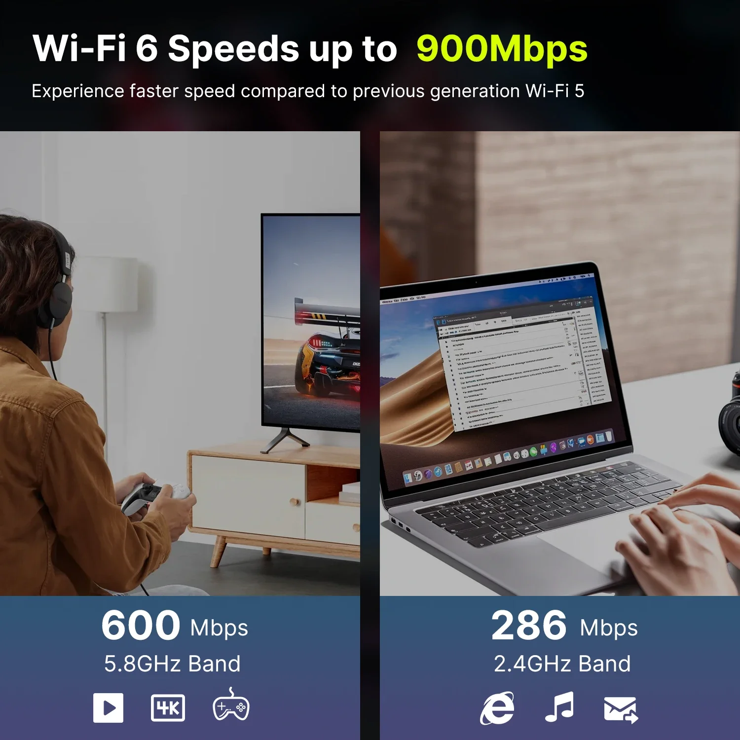 Fenvi WiFi 6 AX900 USB Adapter Bluetooth 5.3 Dual Band 2.4G 5G Antennas WiFi6 USB Network Receiver Dongle Driver Free Win 10/11