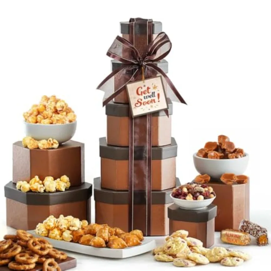 Cesta de Regalo Gourmet con Galletas y Bocadillos Dulces y Salados para Hombres y Mujeres, Regalos de Apoyo para la Recuperación