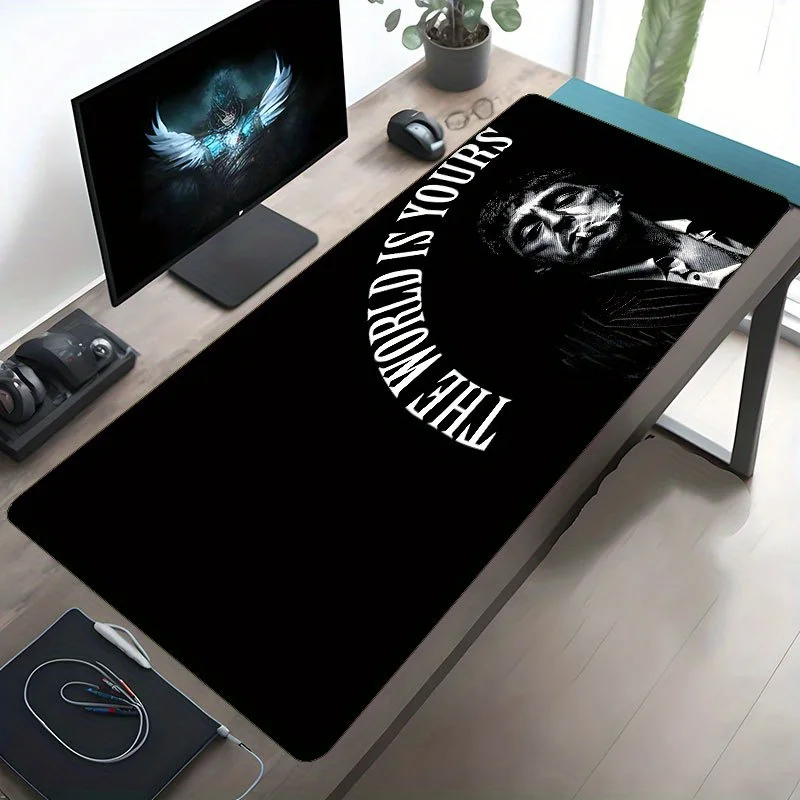 لوحة ماوس ألعاب بتصميم فيلم Scarface Alonso "Tony Montana" - قاعدة مطاطية غير قابلة للانزلاق، سطح أملس، حصيرة مكتب للكمبيوتر الشخصي والمكتب وال Ga