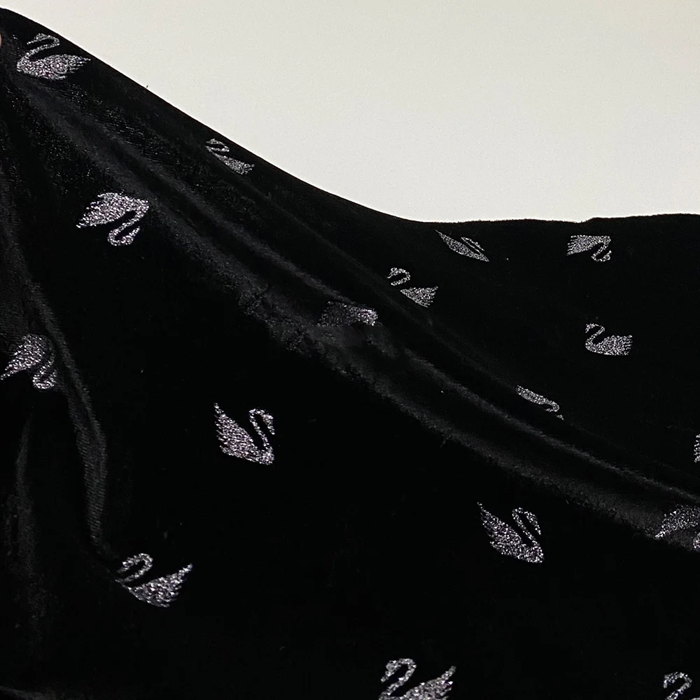 Черный лебедь, золотой бархатный тканевый бронзовый процесс, мягкая ткань, женская одежда, юбка, ткань ручной работы, занавеска «сделай сам», тапочки