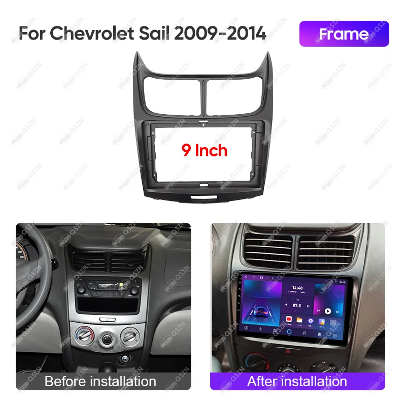 For CHEVROLET 2009-2014 SAIL 9INCH Car Radio Android Stereo Audio Screen Multimedia Video Player Navigation Frame Matten Black