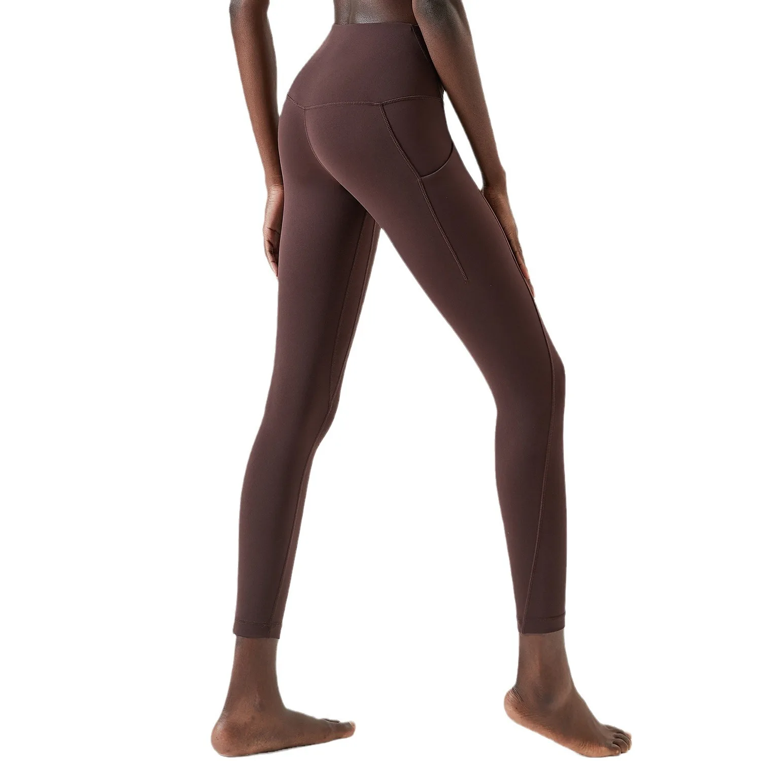 

Half-loop pocket yoga pants, women's stretch large-sized tight aerobics leggings, high-waisted sports and fitness long pants