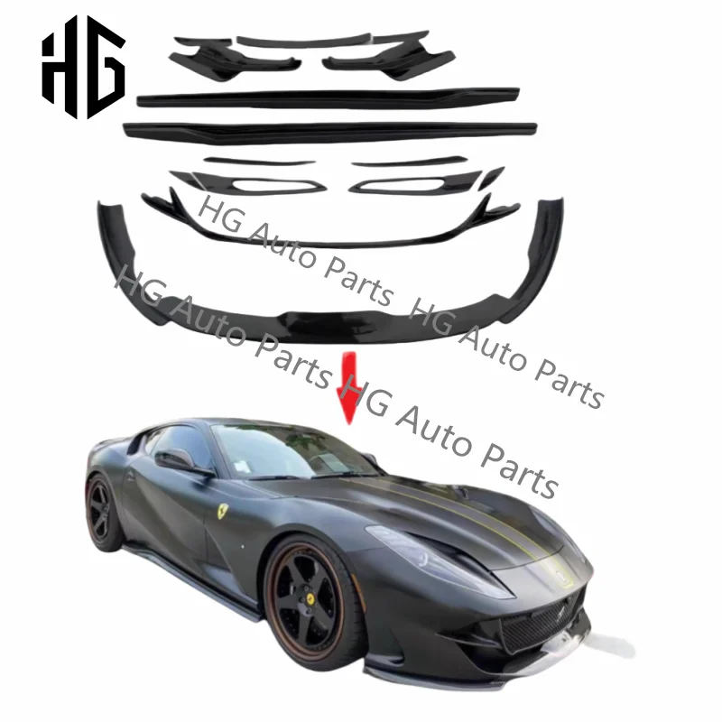 N Style Carbon Fiber Front Rear Bumper Lip Diffuser Spoiler Body Kit Side Skirts Exterior For Ferrari 812 Superfast GTS