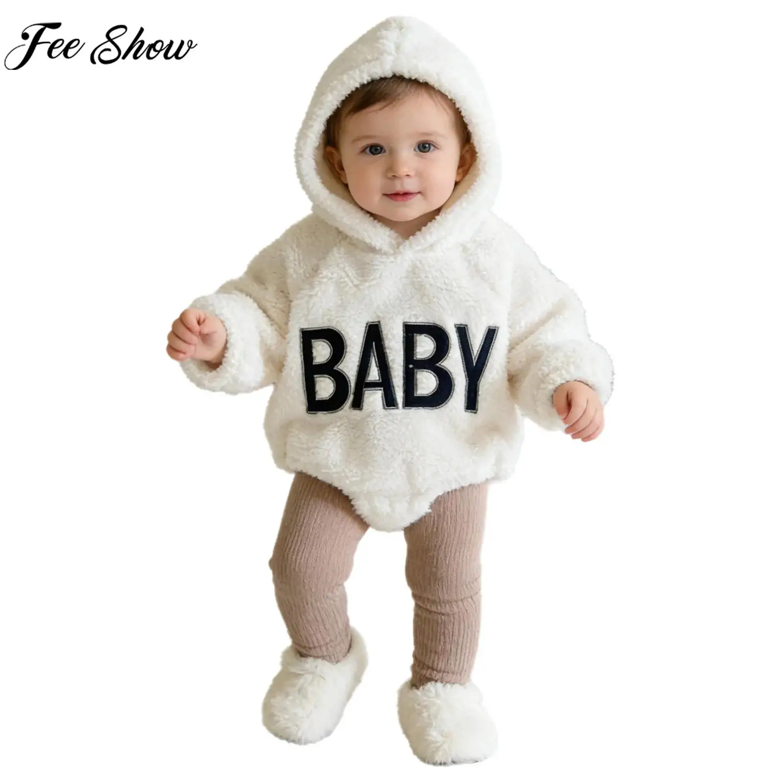 

Детский зимний теплый флисовый комбинезон-худи для мальчиков и девочек, повседневный, с длинным рукавом, на пуговицах, с капюшоном, боди-свитшот