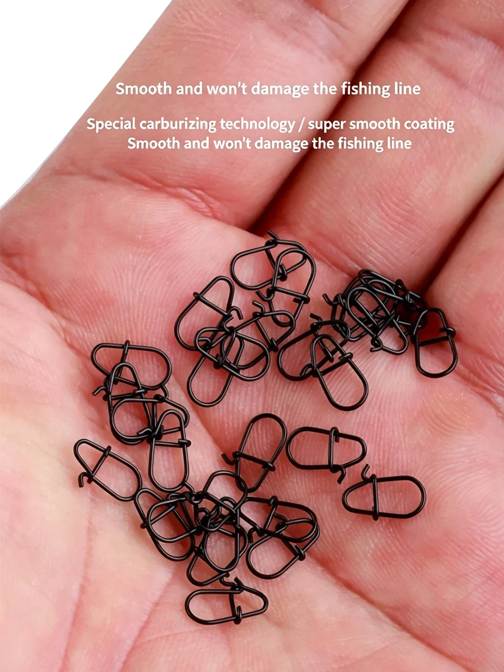 GOBAIT 100 Stück Schwarze Edelstahl-Angelwirbel mit Schnappverschluss, Solider Duo-Lock-Verbinder, Rollwirbel für Köder-Rigs 000 # -3 # – Detail 5