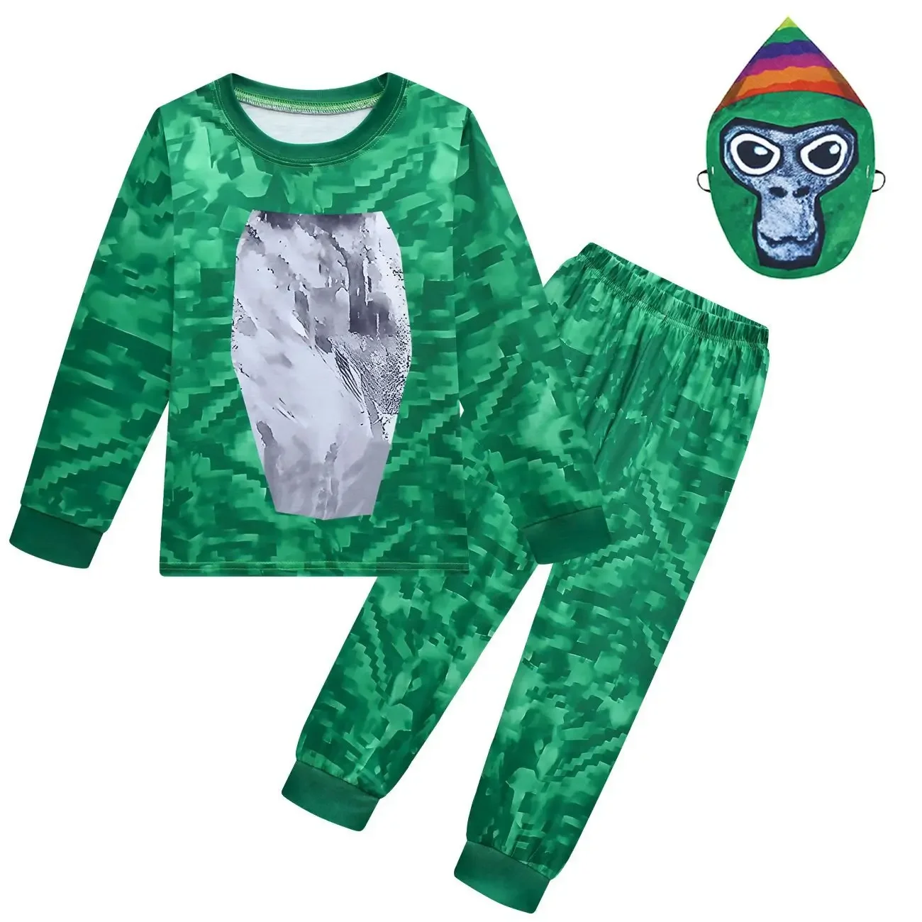 

Kids Boys Girls Game Animal Gorilla Tag Long Sleeves T Shirt Top Pants Set Outfit Children Christmas Halloween Cosplay Costume