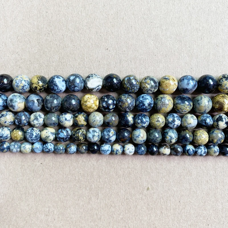 Genuine Semi-precious Natural Zambia Blue Ocean Jasper Stone Round Loose Beads 6 8 10MM For Jewelry Making DIY