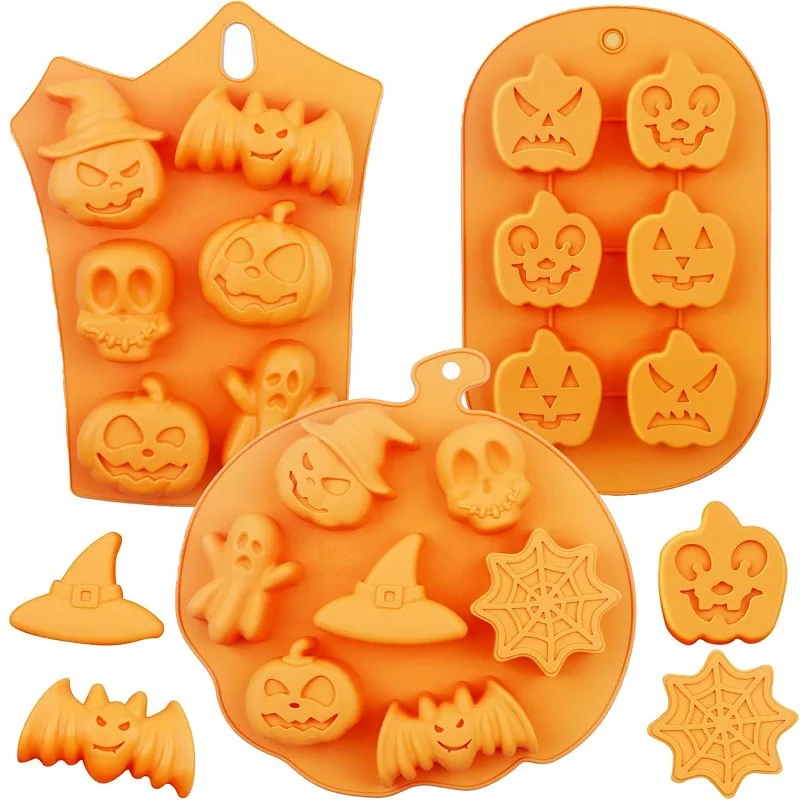 3D Silicone Halloween Cake Mold Pumpkin Ghost Shape Mould for Making Cookie Candy DIY Cake Decoration Tools Baking Accessories