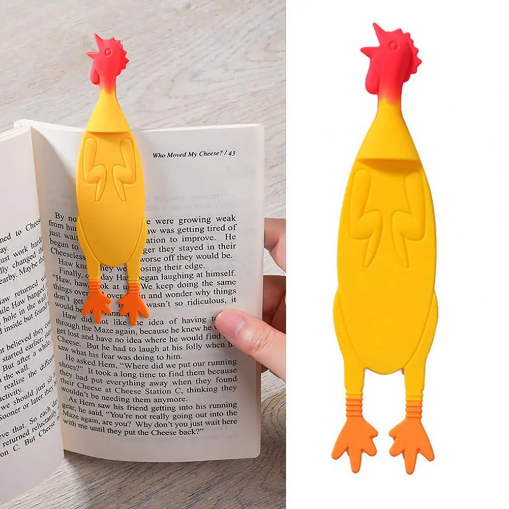 Marcadores de Página de Libro bonitos, marcapáginas de silicona, divertido, pollo chillón, impermeable, suministros de oficina escolar, forma de dibujos animados