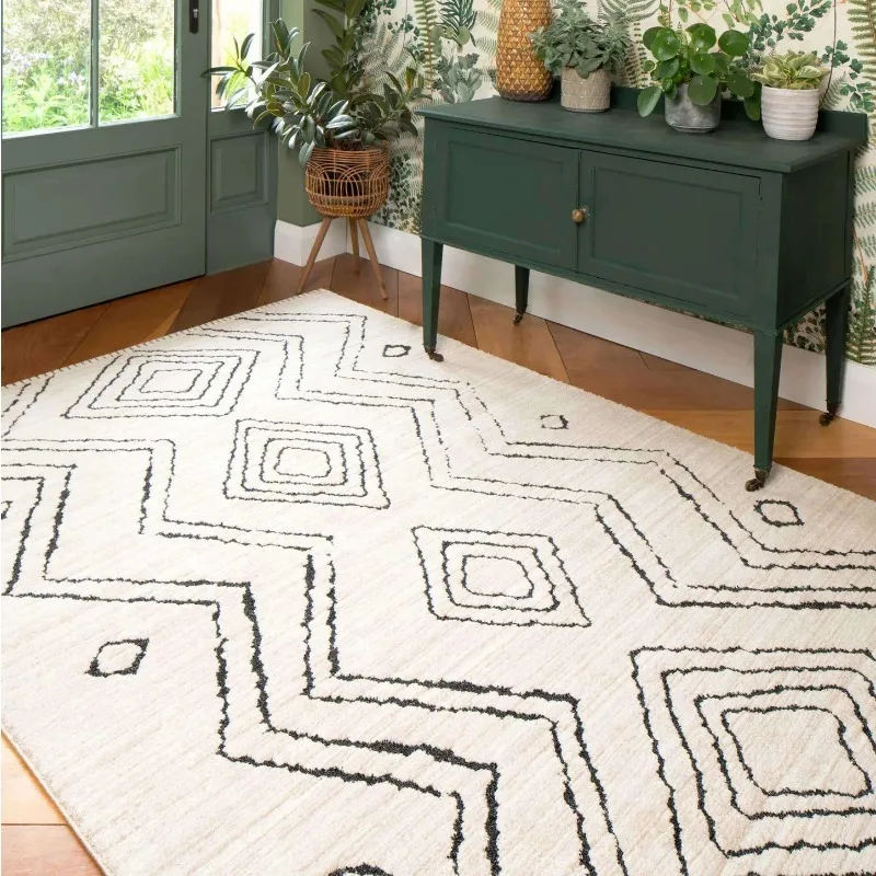 Modern Beige Moroccan Living Room Carpet Runner Rug Cream Vintage Persian Bedroom Rug Dining Room Kitchen Non-slip Washable Rug