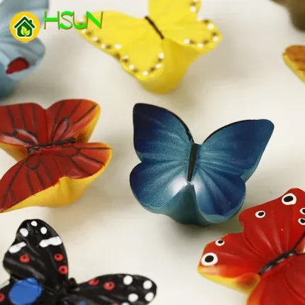 2Pcs Butterfly resin handle cute children's room cartoon rural style wardrobe shoe cabinet door drawer handle