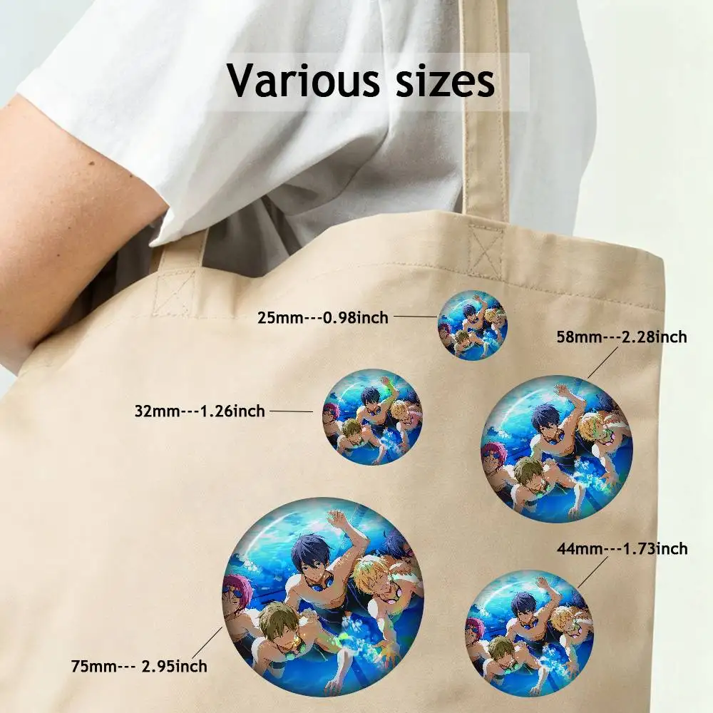 Anime Free! Brooches Nanase Haruka Ryugazaki Rei Coin Badge Funny Cartoon Pins Backpack Clothing Brooch Accessories Jewelry
