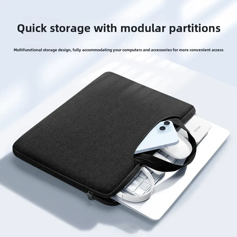 New Men's and Women's Portable Laptop Case 13 14 15 Inch Waterproof Document Briefcase Lightweight Notebook Top-Handle Bag