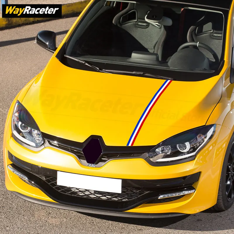 Car Hood Line French Flag DIY Vinyl Decal Bonnet Stripes Sticker For Renault Megane Clio Sandero Zoe Captur Arkana Twingo Sport view 5